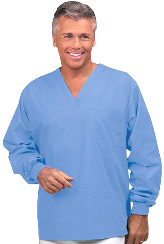 Launderable Scrub Shirt With One Left Breast Pocket - Long Sleeve Scrub Shirts (571x800), Png Download