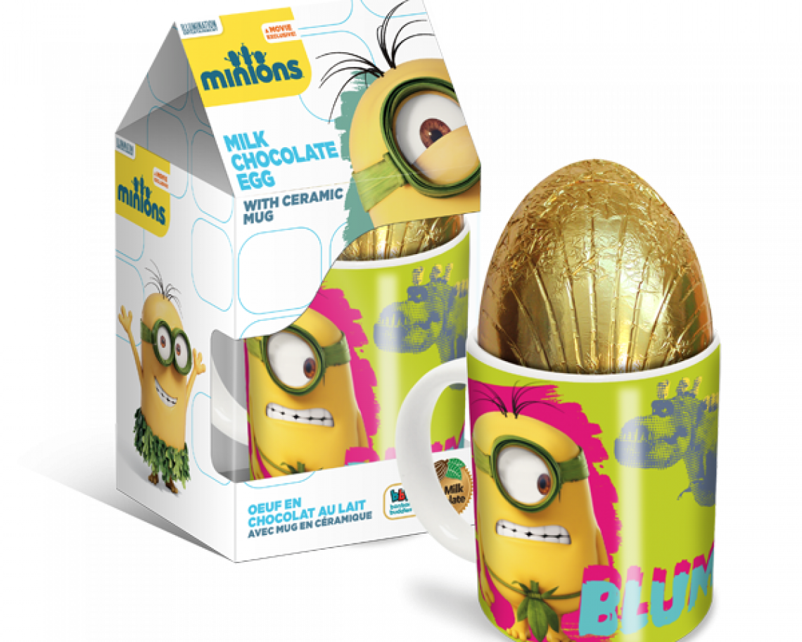 Minions Egg & Mug - Chocolate Bon Bon Buddies (1140x912), Png Download