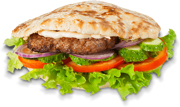 Big Steak - Salad Sandwich On Plate (700x500), Png Download