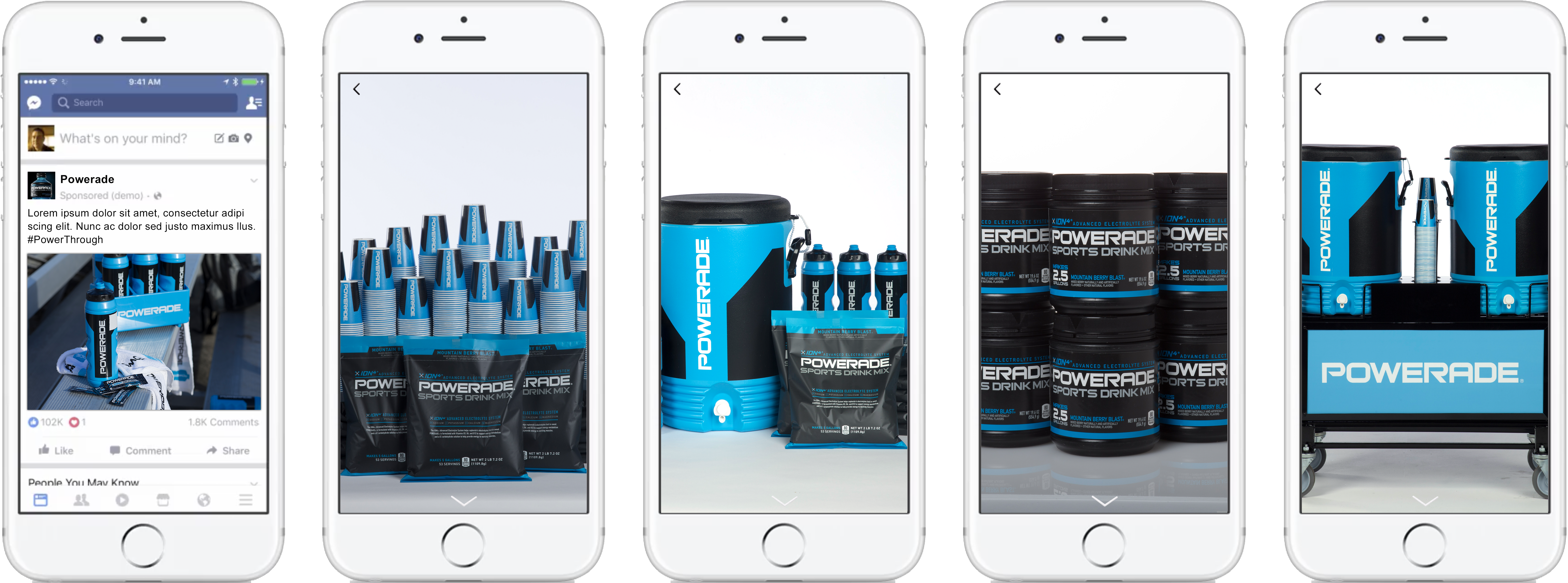 Fbcanvasad Powerade 022117 - Facebook Canvas Ads Mockups (7578x2792), Png Download