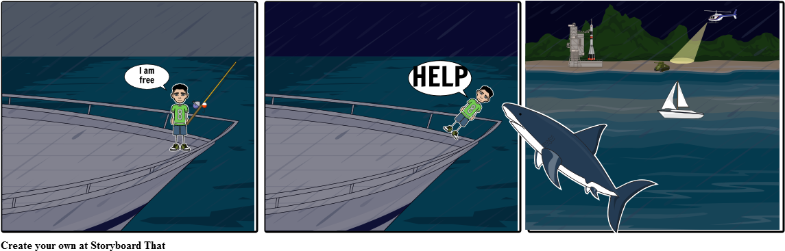 Shark Attack - Cartoon (1164x385), Png Download