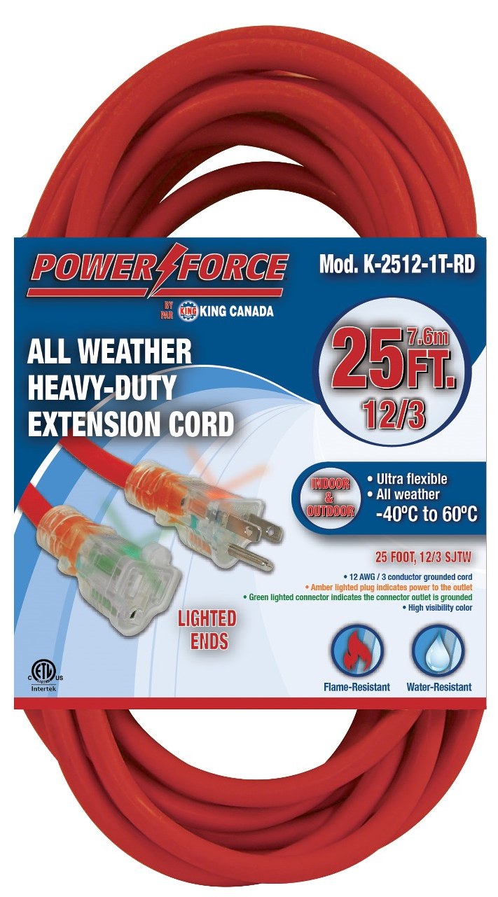25' 12/3 Single Tap Extension Cord Red - Extension Cord (1280x1280), Png Download