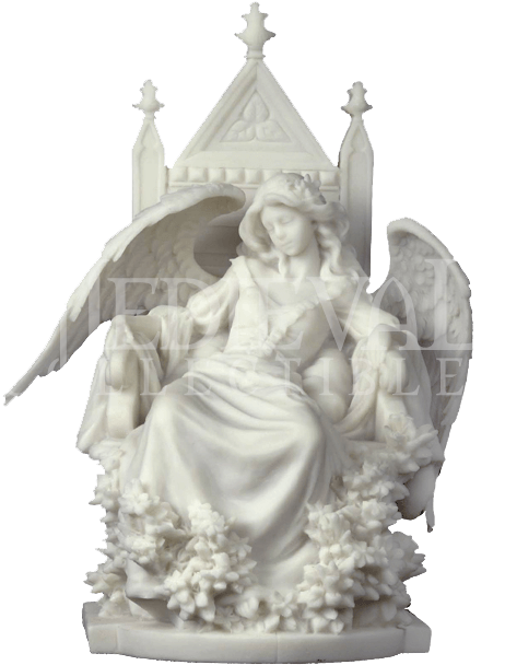 Angel Resting On A Throne Statue - Veronese White Female Gothic Angel Sleeping On Throne (614x614), Png Download