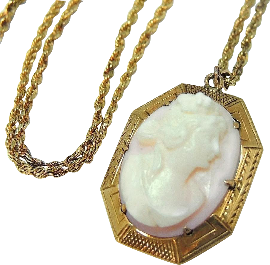 A Beautifully Carved Antique Pink Conch Shell Cameo - Antique 10k Cameo Pendant Pink Shell Goddess 14k Gold (1134x1134), Png Download
