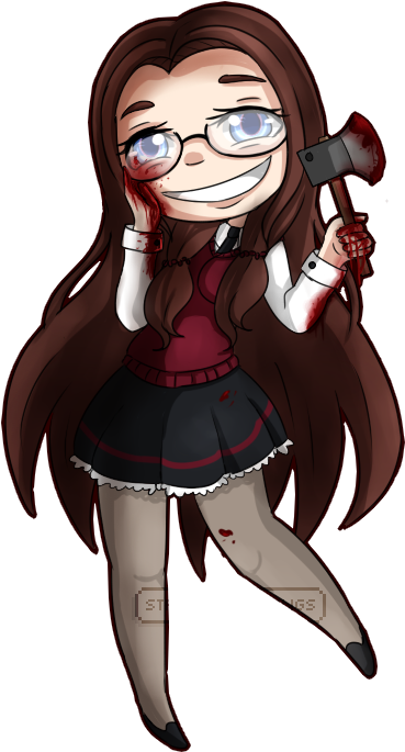 Clipart Transparent Download Stripeystockings Chibi - Character Design Girl Creepy (700x800), Png Download