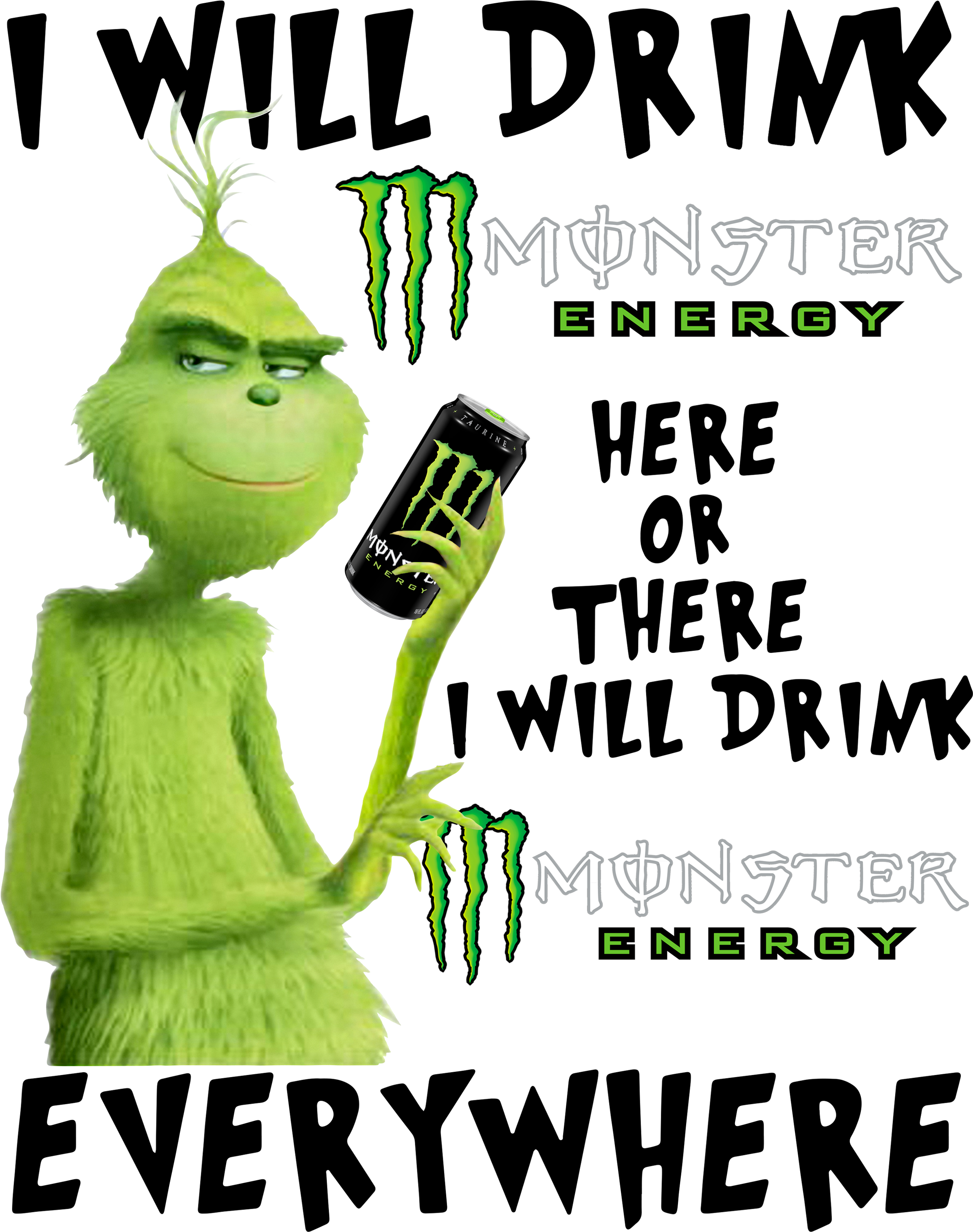 Grinch I Will Drink Monster Energy Here Or There I - Grinch I Will Drink Crown Royal (2400x3200), Png Download