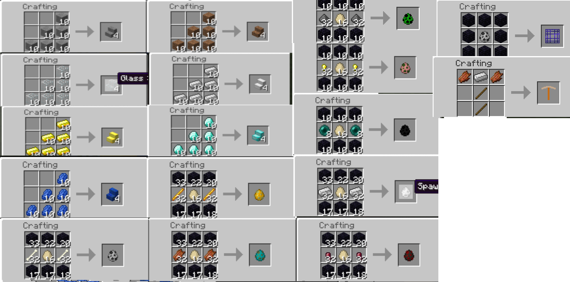 Minecraft Spawn Eggs List - Minecraft Crafting Blocks (1918x950), Png Download