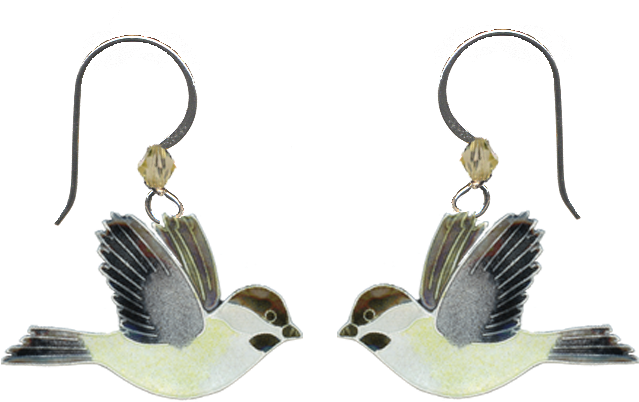 Chickadee Cloisonne Wire Earrings - Portable Network Graphics (900x900), Png Download
