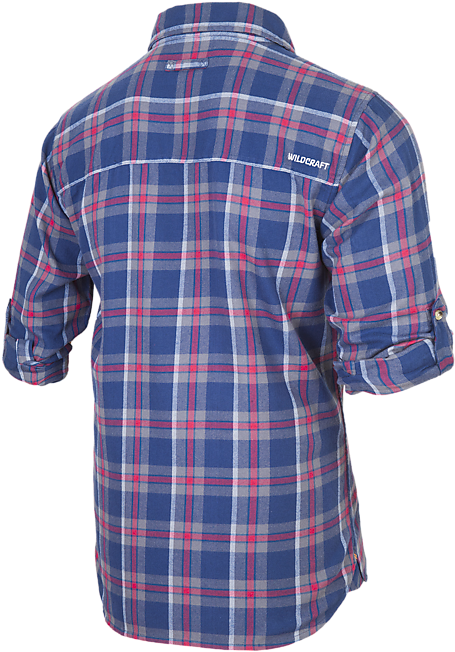 Wildcraft Men Men Flannel Shirt Blue Red - Plaid (490x735), Png Download