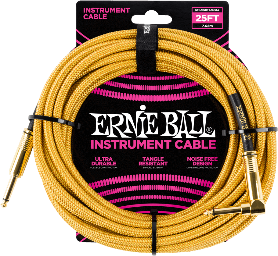 Ernie Ball 25' Braided Straight / Angle Instrument (1000x1000), Png Download