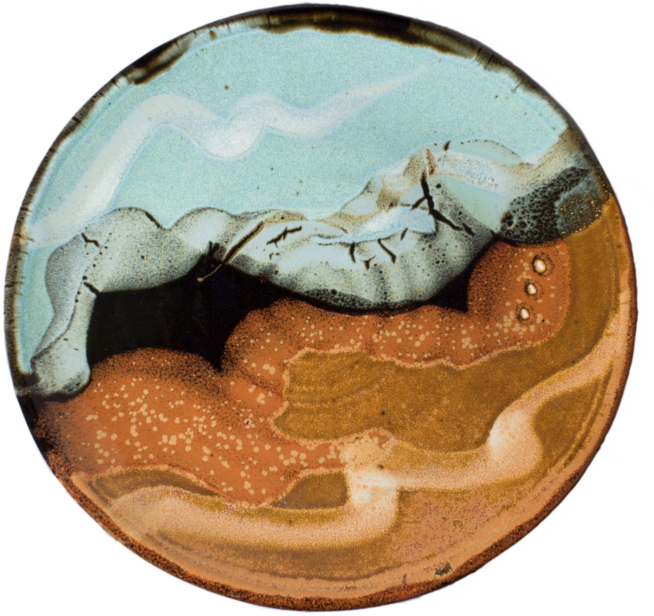 Second Handmade Pottery Dinner Plate Turquoise-brown (1920x1280), Png Download