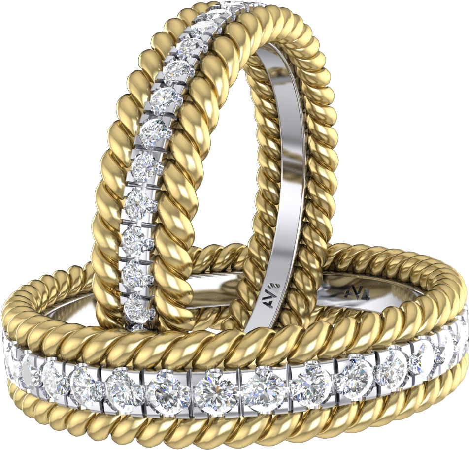Two Rope Ring With Round Diamonds - Bangle (1200x1200), Png Download