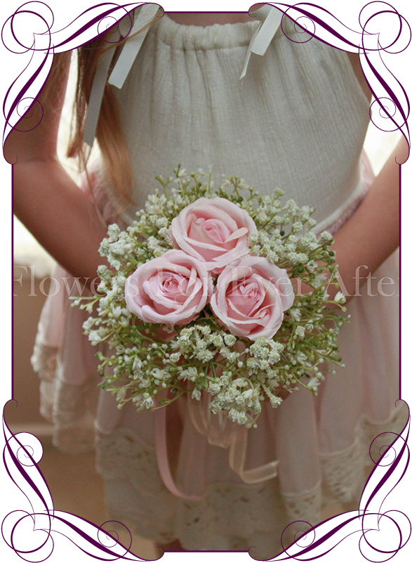 Silk Artificial Pink Wedding Flower Girls Posy Bouquet - Wedding (608x822), Png Download