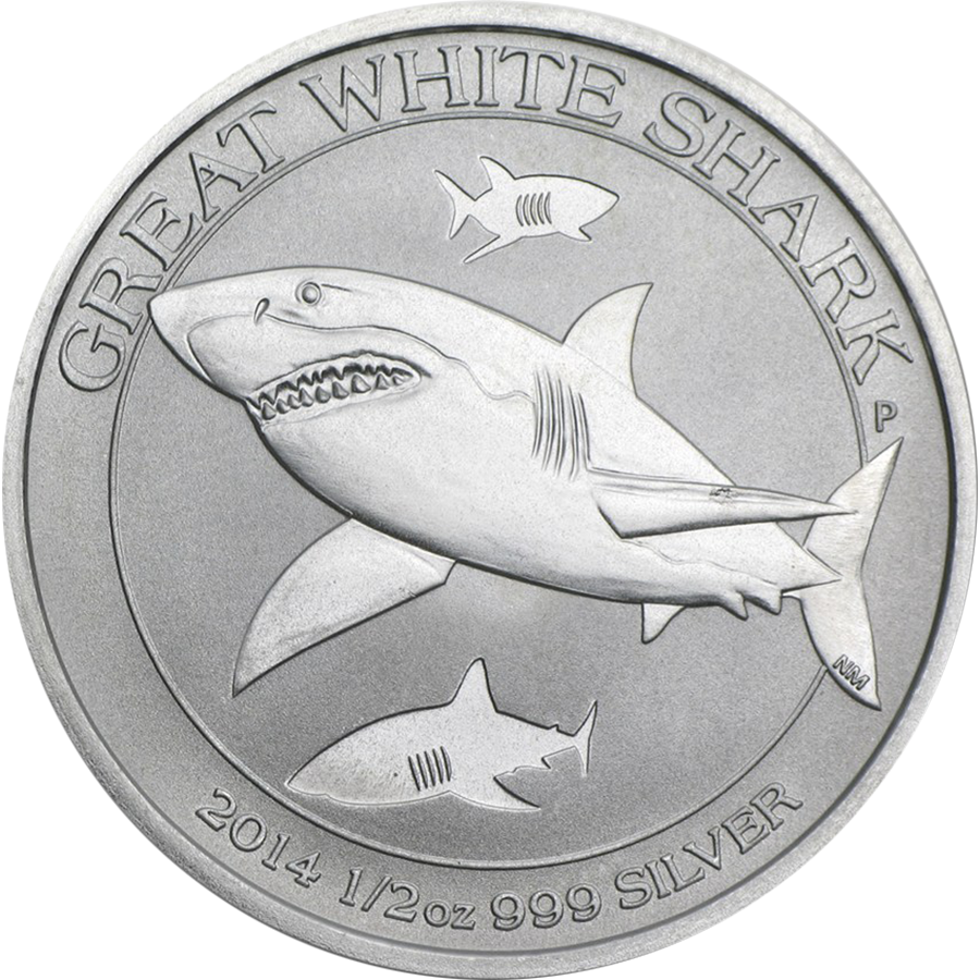2014 Australian Great White Shark 1/2oz Silver Coin - 1 2 Oz Great White Shark (900x900), Png Download
