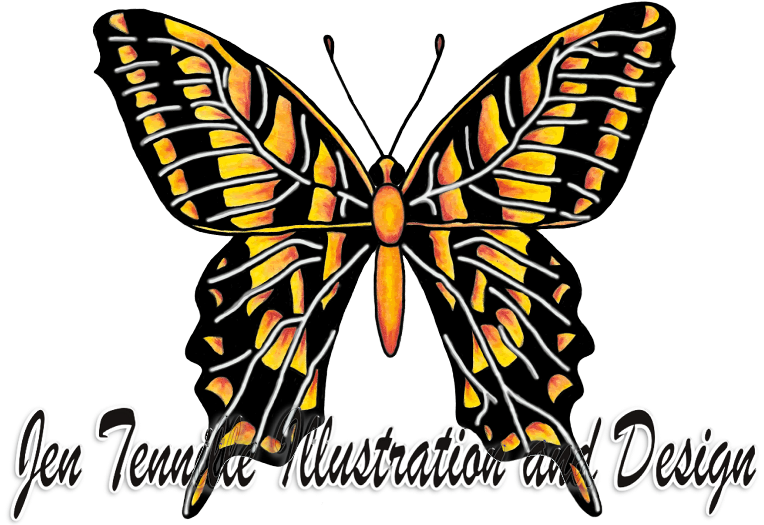 Butterfly Illustration Art In Colored Pencil - Rumah (1600x1129), Png Download