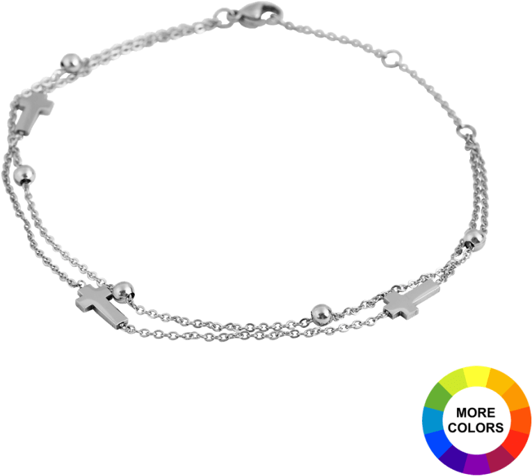 Double Row Ankle Bracelet - Bracelet (864x864), Png Download