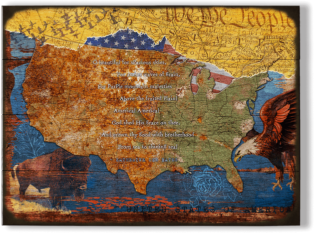 America The Beautiful Lyric Wood & Metal Sign (730x730), Png Download
