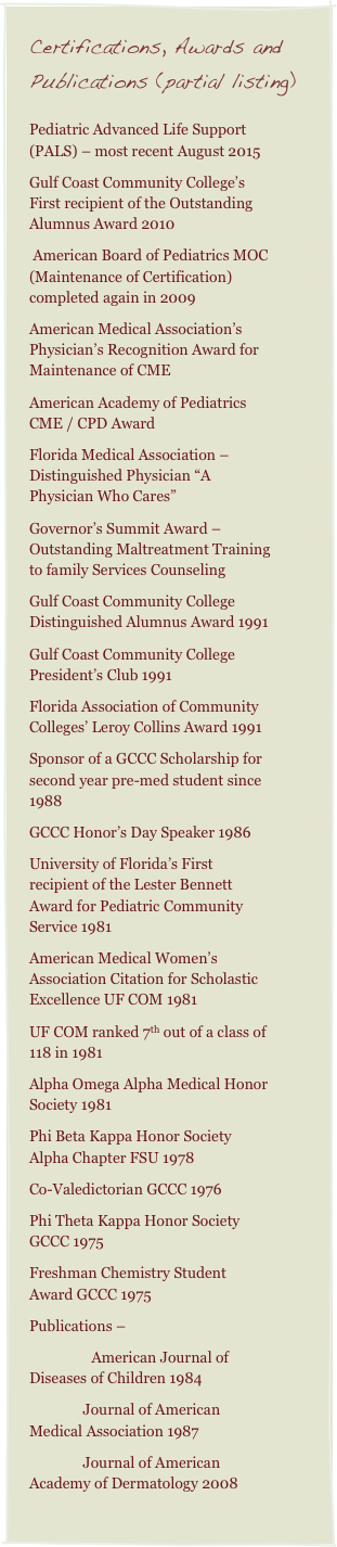 Certifications, Awards And Publications Pediatric Advanced - Letter (311x1426), Png Download