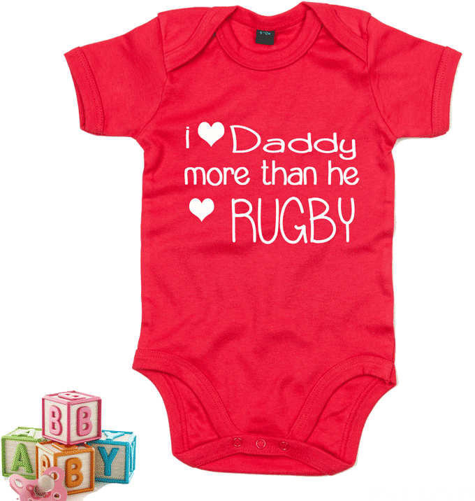 I Love Daddy More Than He Loves Rugby - Infant Bodysuit (752x752), Png Download