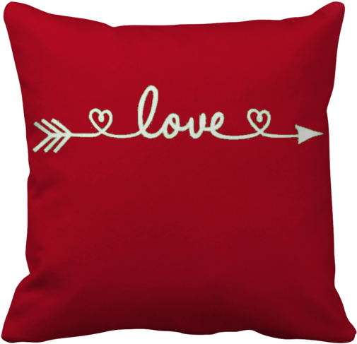 White Love Arrow On Red Pillow Cover - Heart (580x580), Png Download