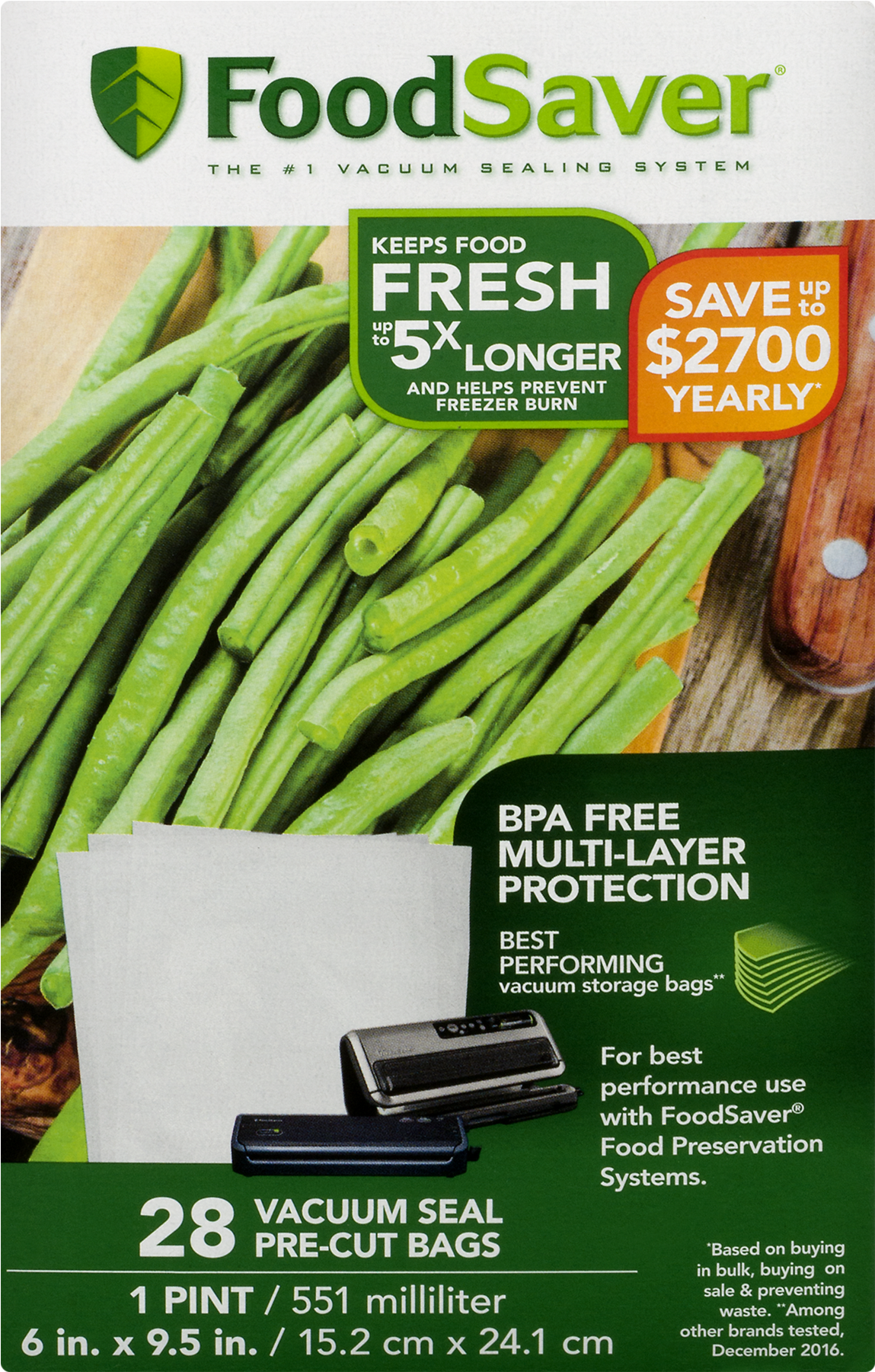 Foodsaver Liquid Block Heat-seal Quart Bags, 12 Count (1800x1800), Png Download