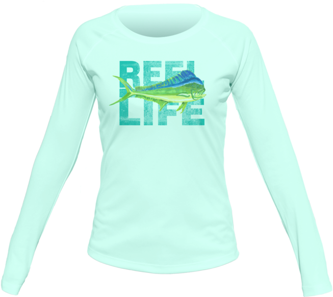 Women's Dolphin Long Sleeve Fishing Shirt Women's Dolphin (700x607), Png Download