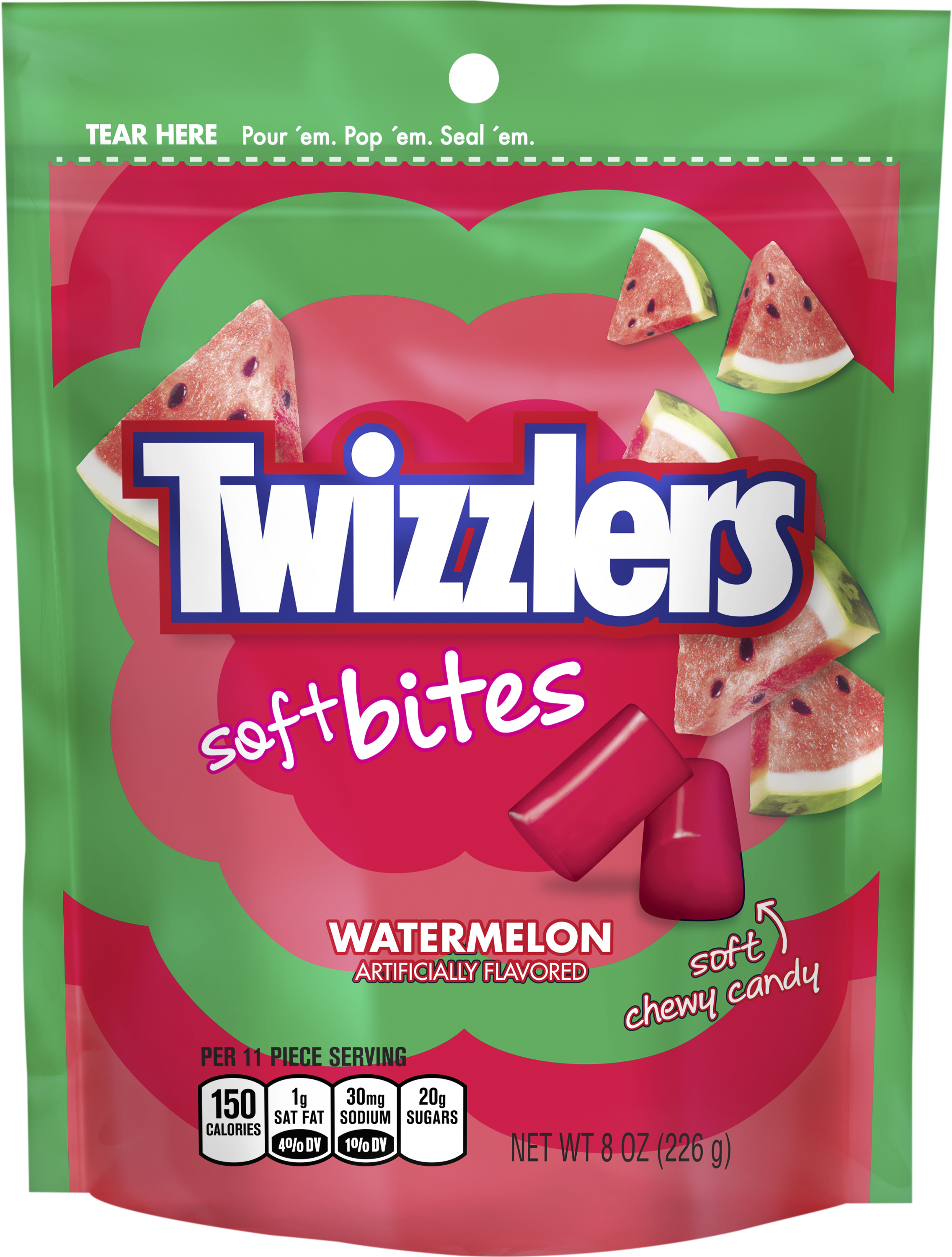Twizzlers, Soft Bites, Watermelon Candy, 8 Oz - Twizzler Watermelon Soft Bites (3000x3000), Png Download