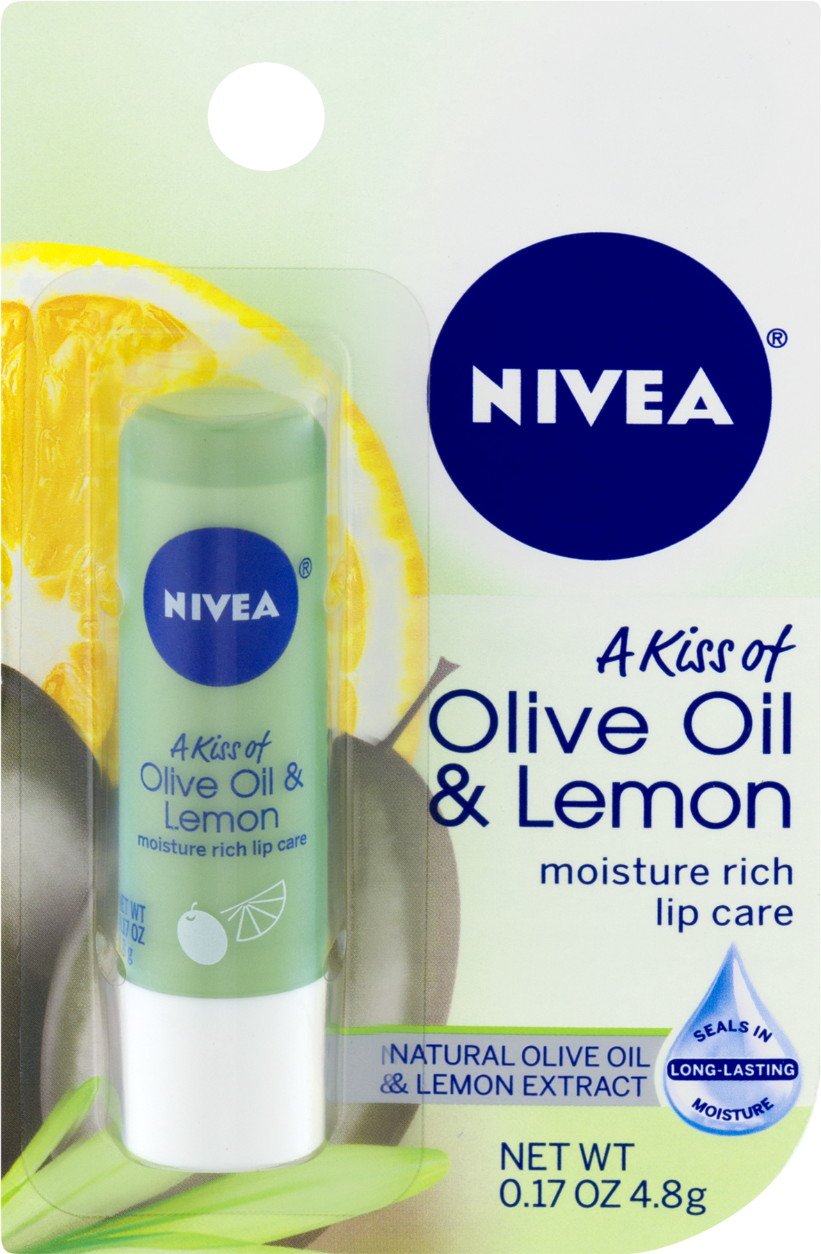 Nivea A Kiss Of Olive Oil & Lemon Moisture Rich Lip (1800x1800), Png Download