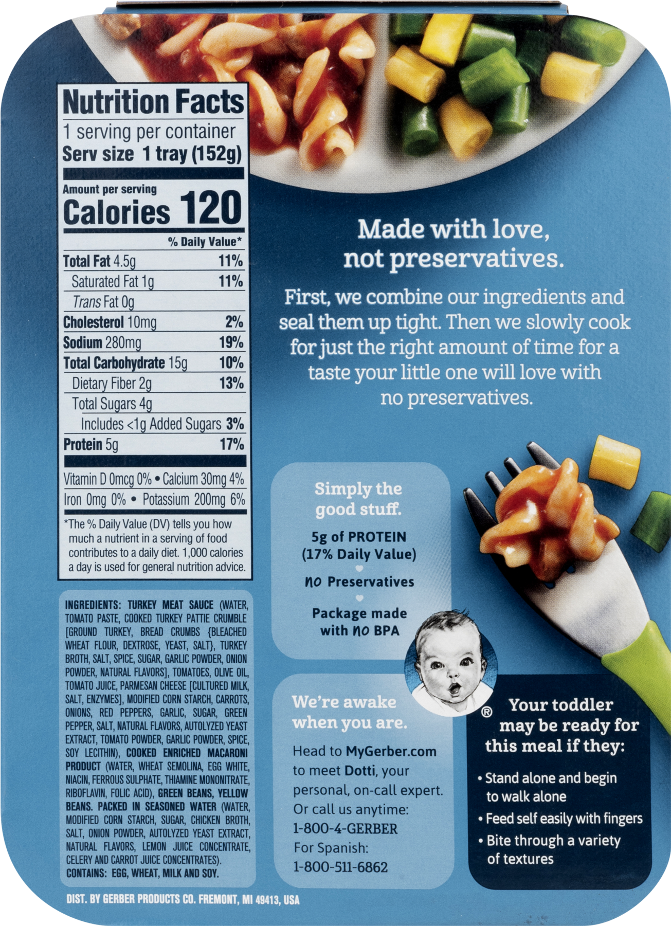 Gerber Lil' Entrees, Spiral Pasta In Turkey Meat Sauce (1800x1800), Png Download