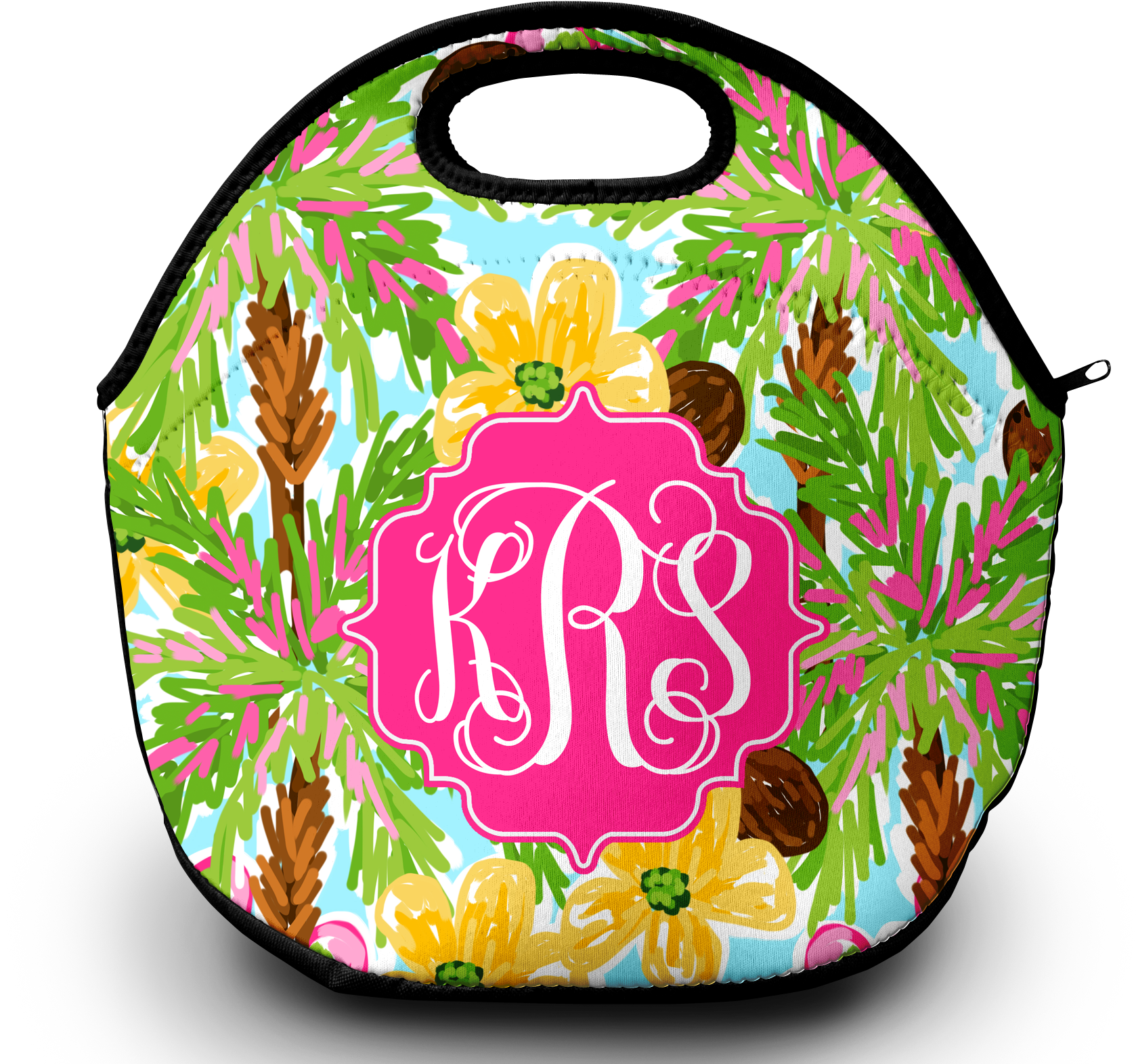 Monogram Lunch Bag Shady Palms - Monogrammed Mouse Pad Pretty Purple Paisley Monogram (2000x1600), Png Download