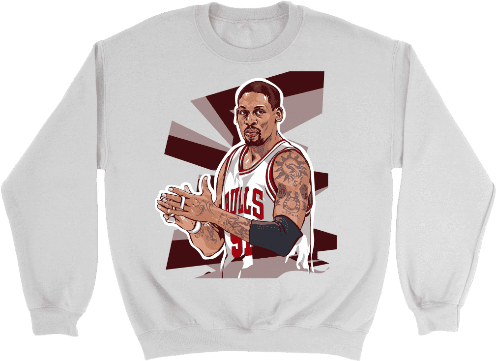 Crewneck Sweatshirt / White / S Dennis "the Worm" Rodman - American Curl Cat Ugly Christmas Sweater. Unisex Sweatshirt. (1024x1024), Png Download