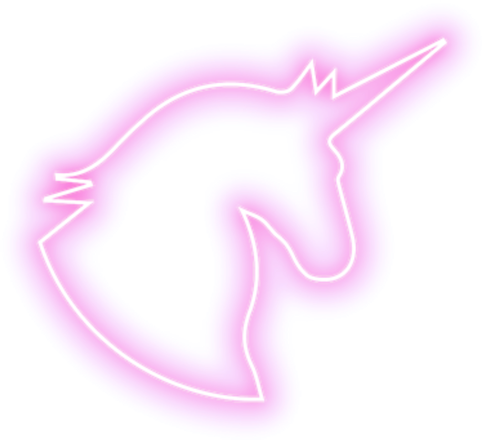 Neon Pink Unicorn Outline Kawaii Kpop - Pink Unicorn Outline (1024x1024), Png Download