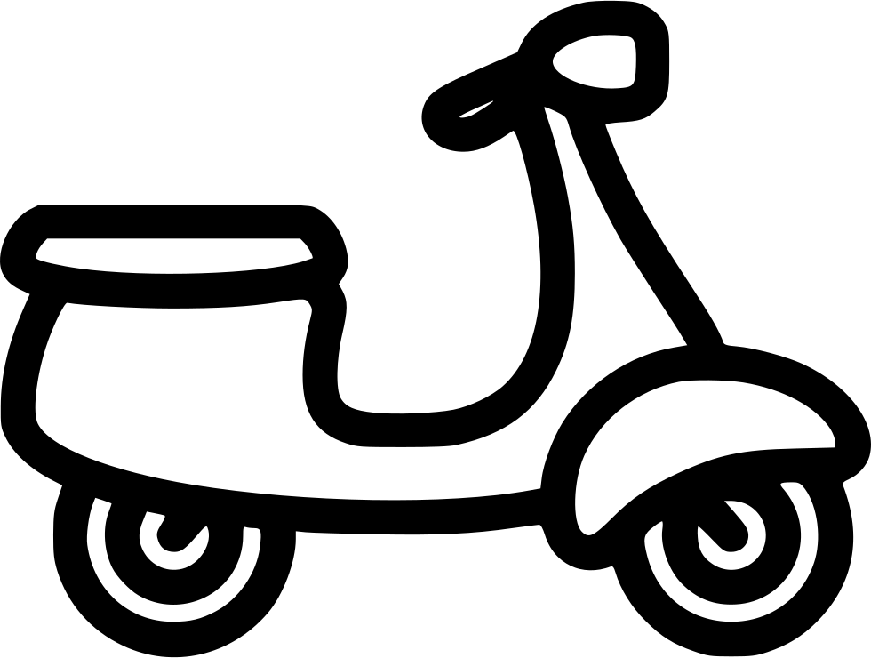 Png File - Cartoon Black Scooter (980x740), Png Download