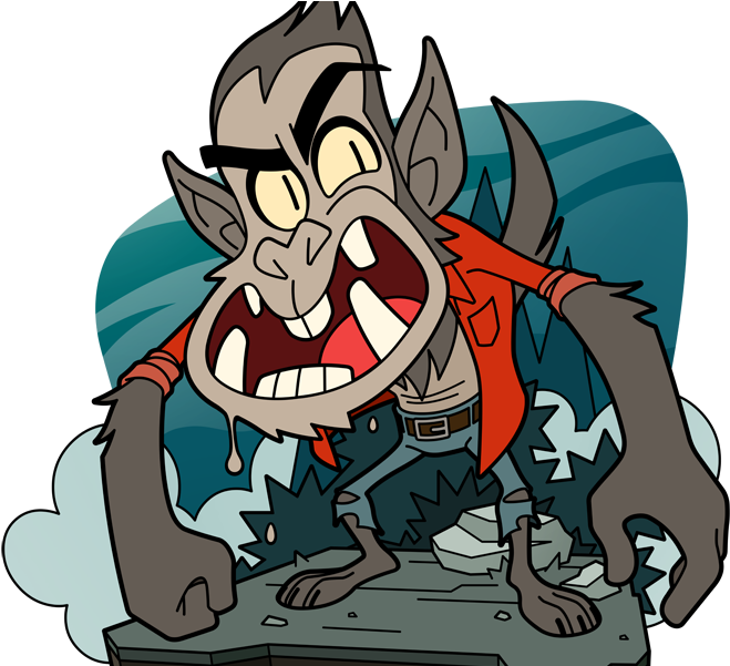 Flats Werewolf Wolf Character Design Animal Cartoon (800x600), Png Download