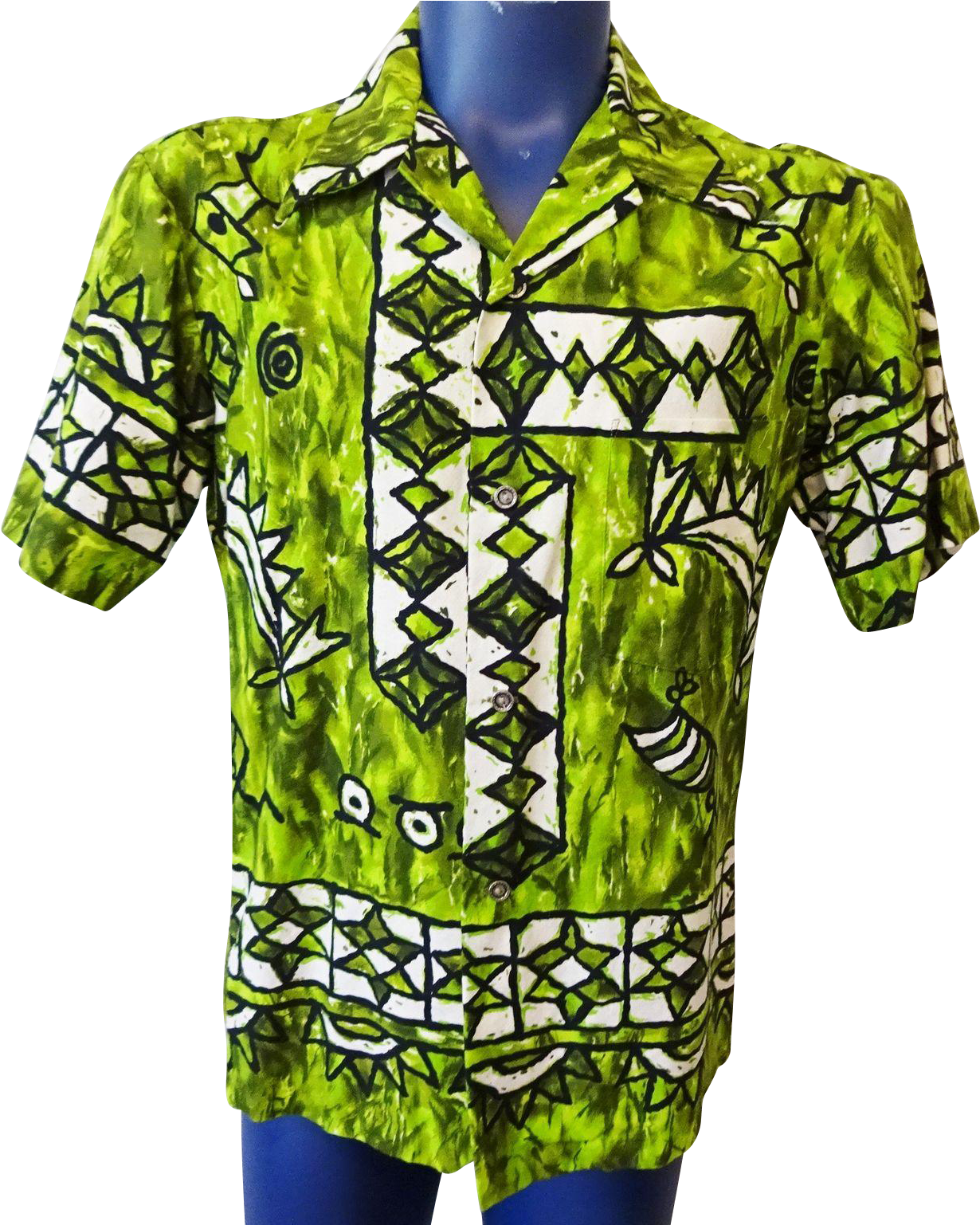 Mens Hawaiian Shirt Vintage 1960s Green Cotton Ui Maikai - Active Shirt (1536x1536), Png Download