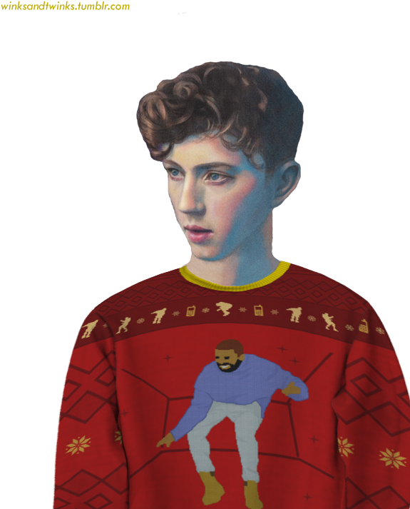 Troye Sivan Drake Ugly Christmas Sweater Transparent - Troye Sivan (589x723), Png Download