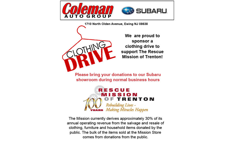 Clothing Drive For The Rescue Mission Of Trenton (880x550), Png Download