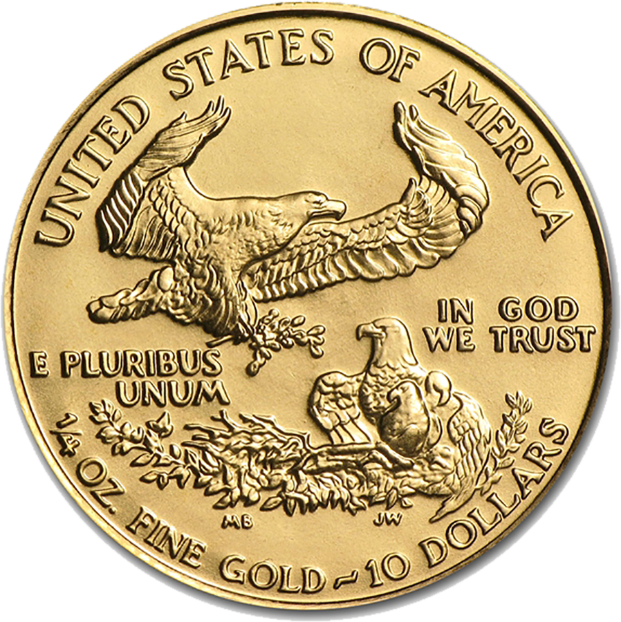 Pre-owned Usa Eagle 1/4oz Gold Coin - American Gold Eagle (898x900), Png Download