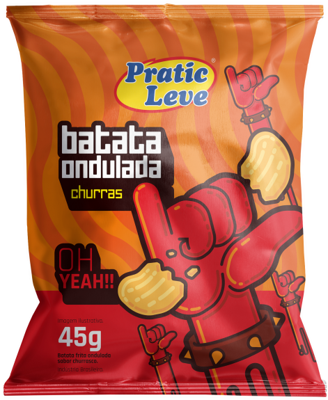 Batata Ondulada Churrasco - Batata Ondulada Pratic Leve Sabores 45g (600x667), Png Download