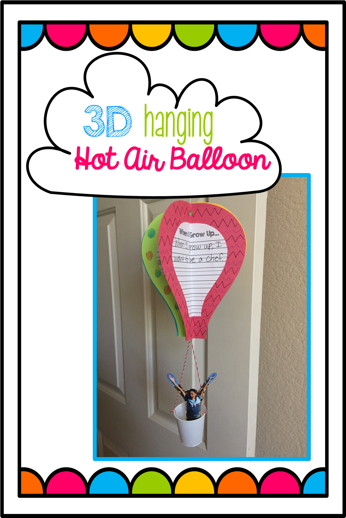 3d Hot Air Balloon To Hang In Classroom For Back To - Escola Happy Baby (1182x1708), Png Download