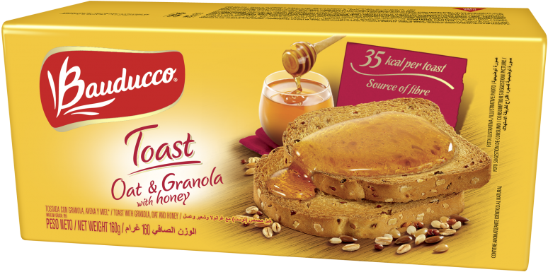 Oat & Granola With Honey Toast - Bauducco Multi-grain Toast - 5.64 Oz Bag (800x458), Png Download