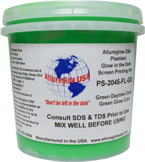Allureglow Plastisol Ink Glow In The Dark Green/ Green - Plastisol (600x600), Png Download