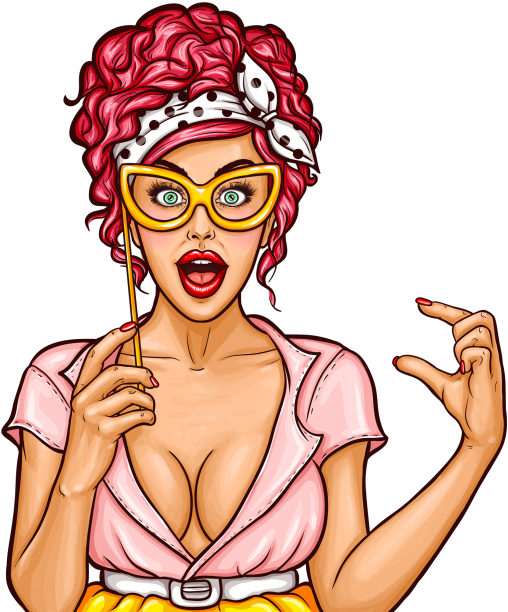 Pop Art Girl - Happy New Month Of July (866x650), Png Download