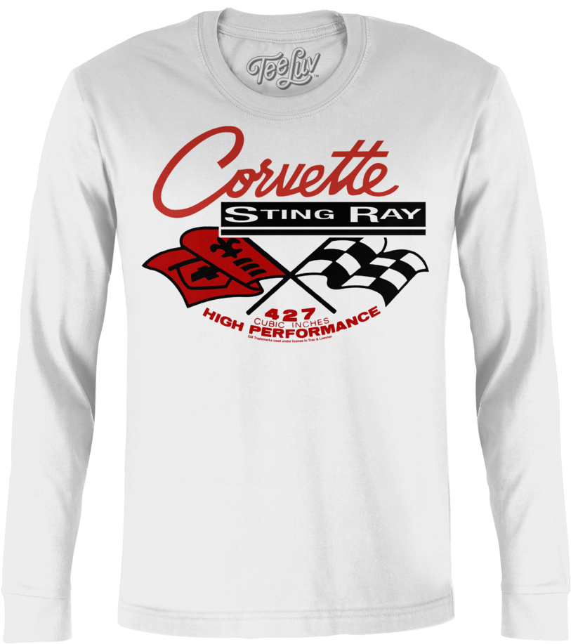 Corvette Stingray Long Sleeve Tee - Vintage Metal Art 'corvette' Decorative Tin Sign (white) (853x1024), Png Download