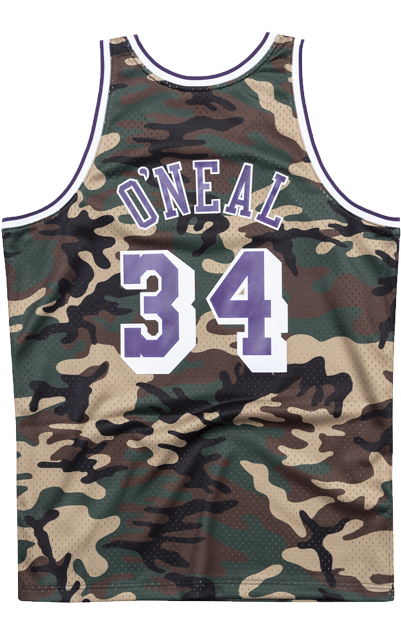 Los Angeles Lakers Shaquille O'neal Woodland Camo Swingman - Los Angeles Lakers (500x667), Png Download