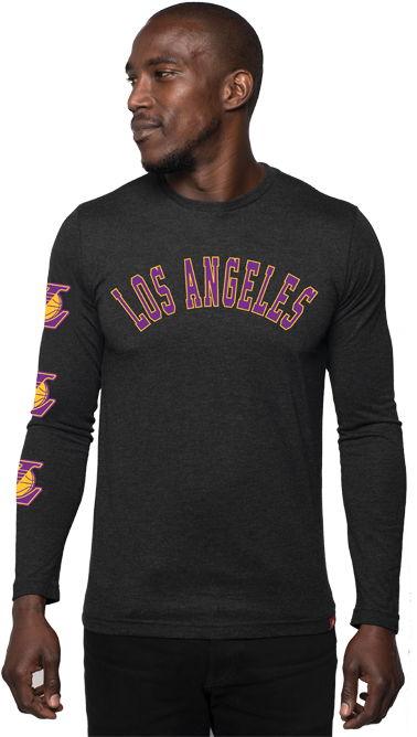 Los Angeles Lakers Comfy La Long Sleeve T-shirt - Long-sleeved T-shirt (500x667), Png Download