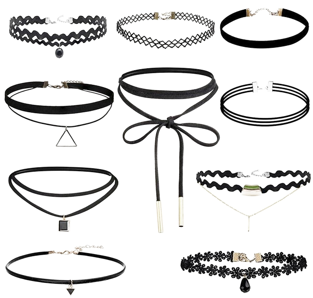 Black Leather Choker Kawai - Different Styles Of Chokers (640x640), Png Download
