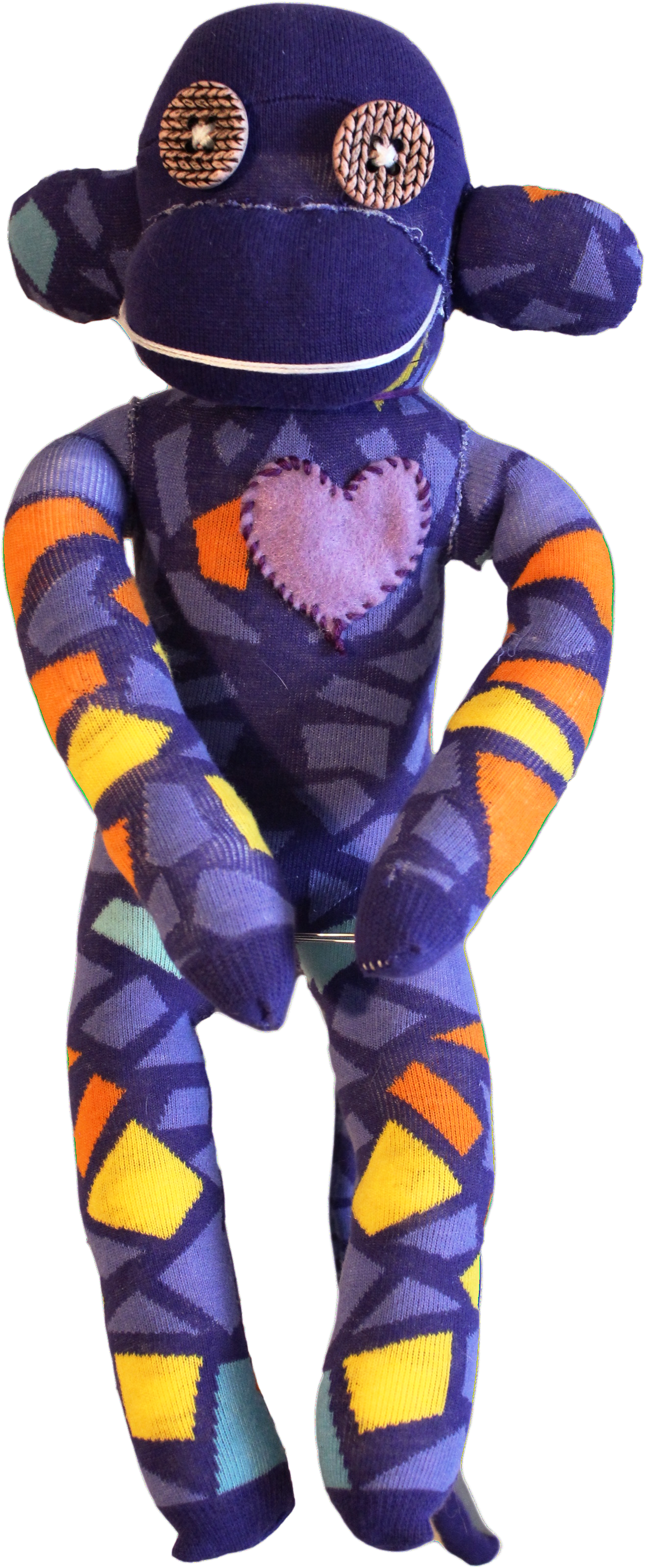 Handmade Sock Monkey Plush Toy With Funky Pattern Socks - Sock Monkey (1595x3306), Png Download