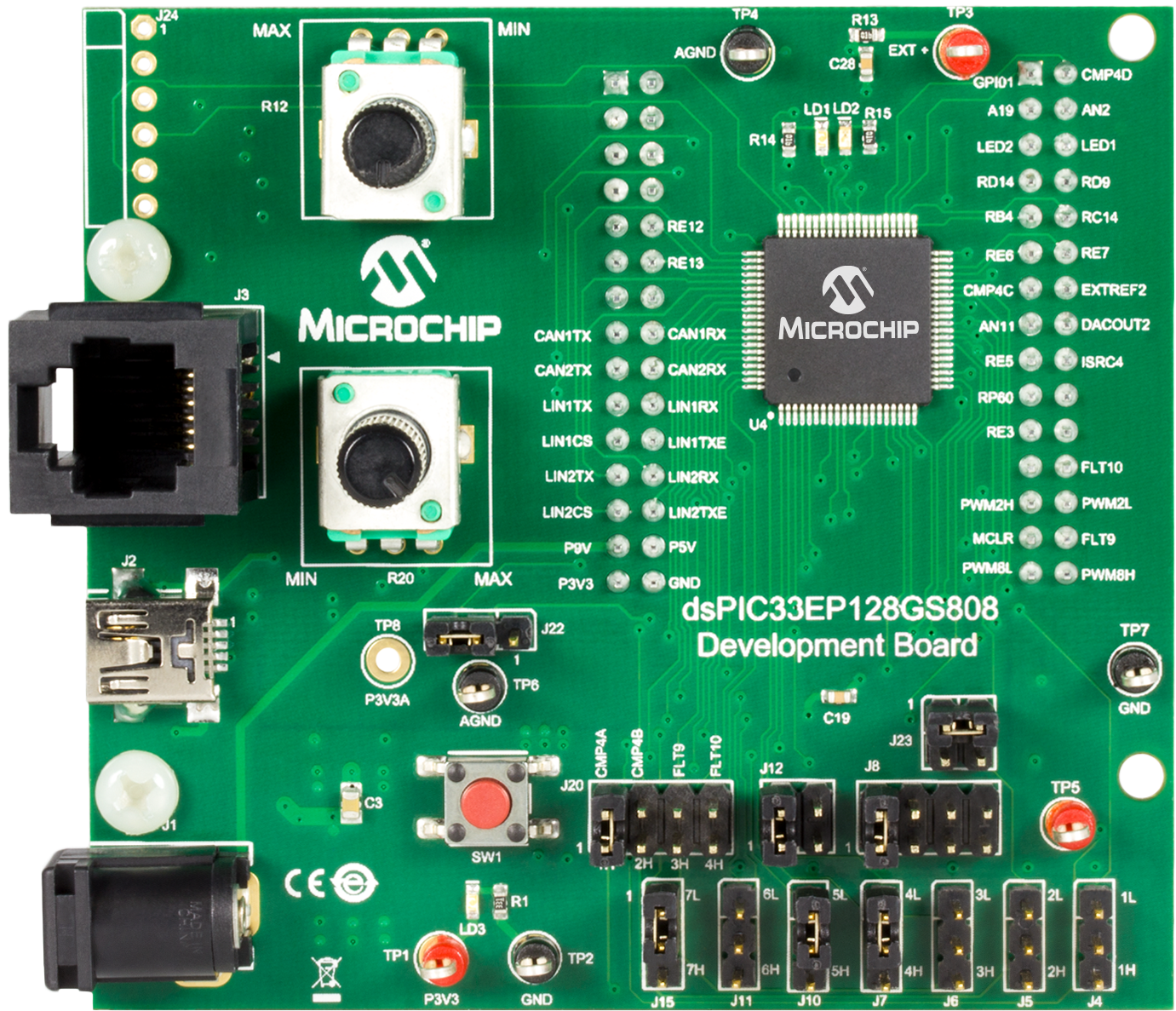 The Dspic33ep128gs808 Development Board Consists Of - Dspic33ep128gs808 Development Board (2700x1800), Png Download