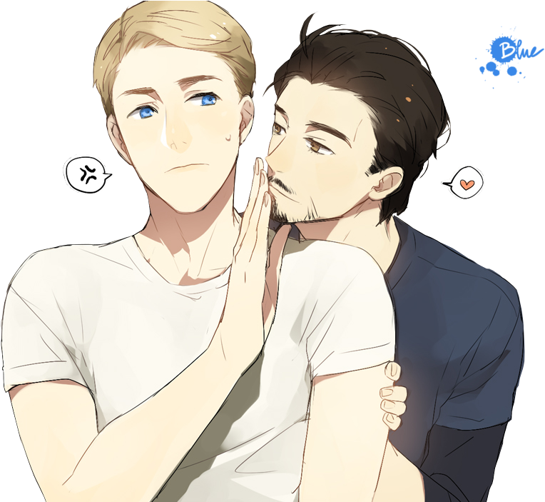 Captain X Ironman - Os Vingadores Yaoi Anime (850x702), Png Download